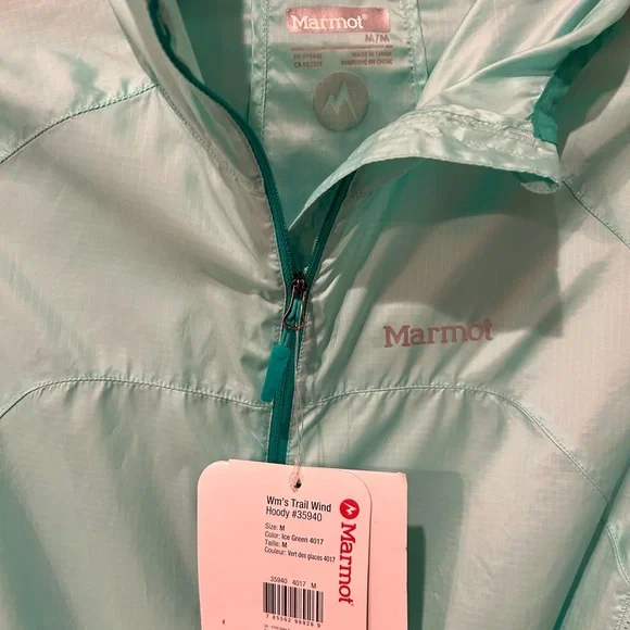 New with Tags! Women's Marmot Trail Windbreaker Hoody Ice Green Size Medium - Picture 2 of 2